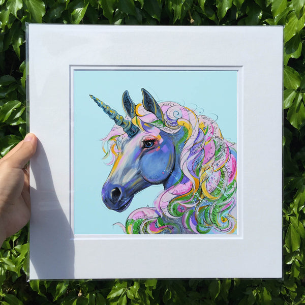 Unicorn mounted print
